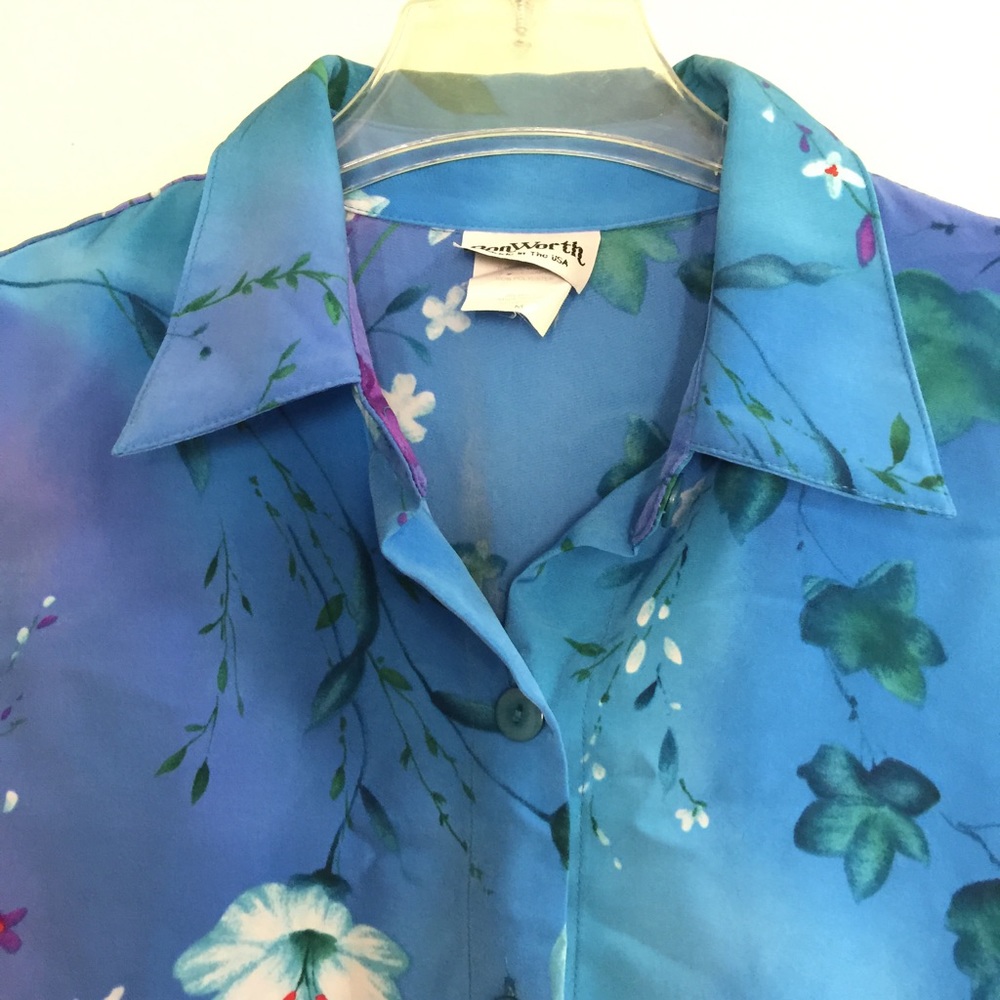 VTG Floral Top Blouse M/L - Picture 2 of 3
